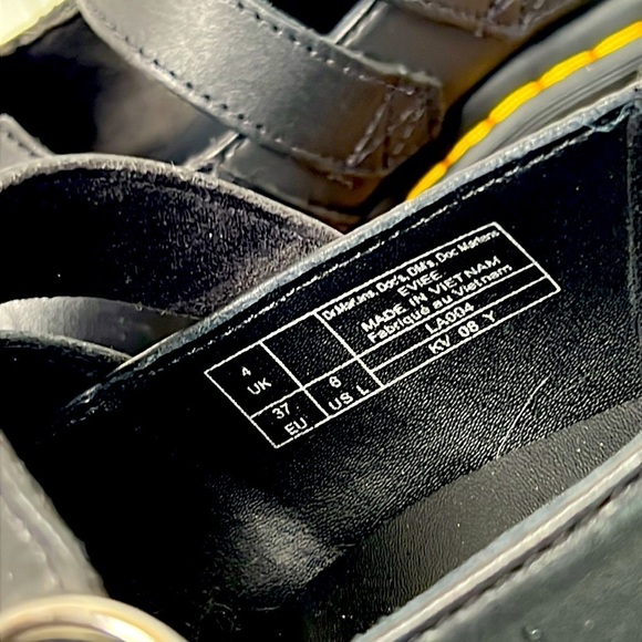 DR. MARTENS l Eviee Sendal Leather Heeled Platform Mary Janes Size 6 - Picture 11 of 13